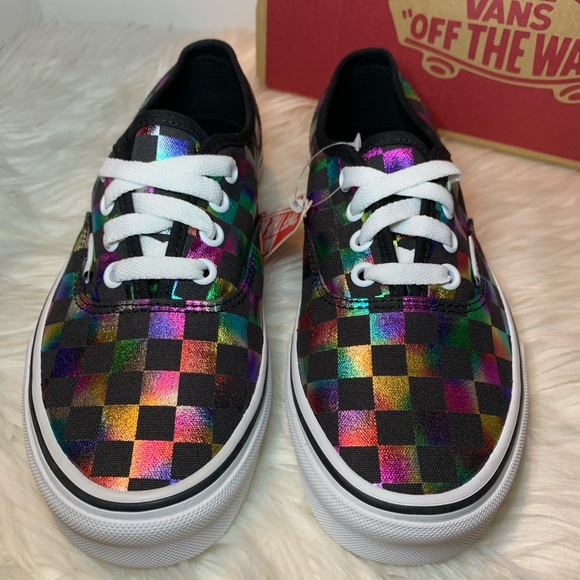 vans authentic iridescent checkerboard skate shoes